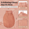 Kitsch Deep Exfoliating Glove - 2pc Eco Friendly Exfoliating Body Scrubber, Dead Skin Remover, Exfoliator Body Scrub Mitt for Skin Cell Renewal, Body Exfoliating Gloves for Shower - Black & Terracotta