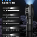 wowlite Tactical Flashlight, Wowlite Ultra Bright XML T6 LED Torch with 5 Light Modes & Adjustable Focus for Emergency Camping Hiking (2 Pack)