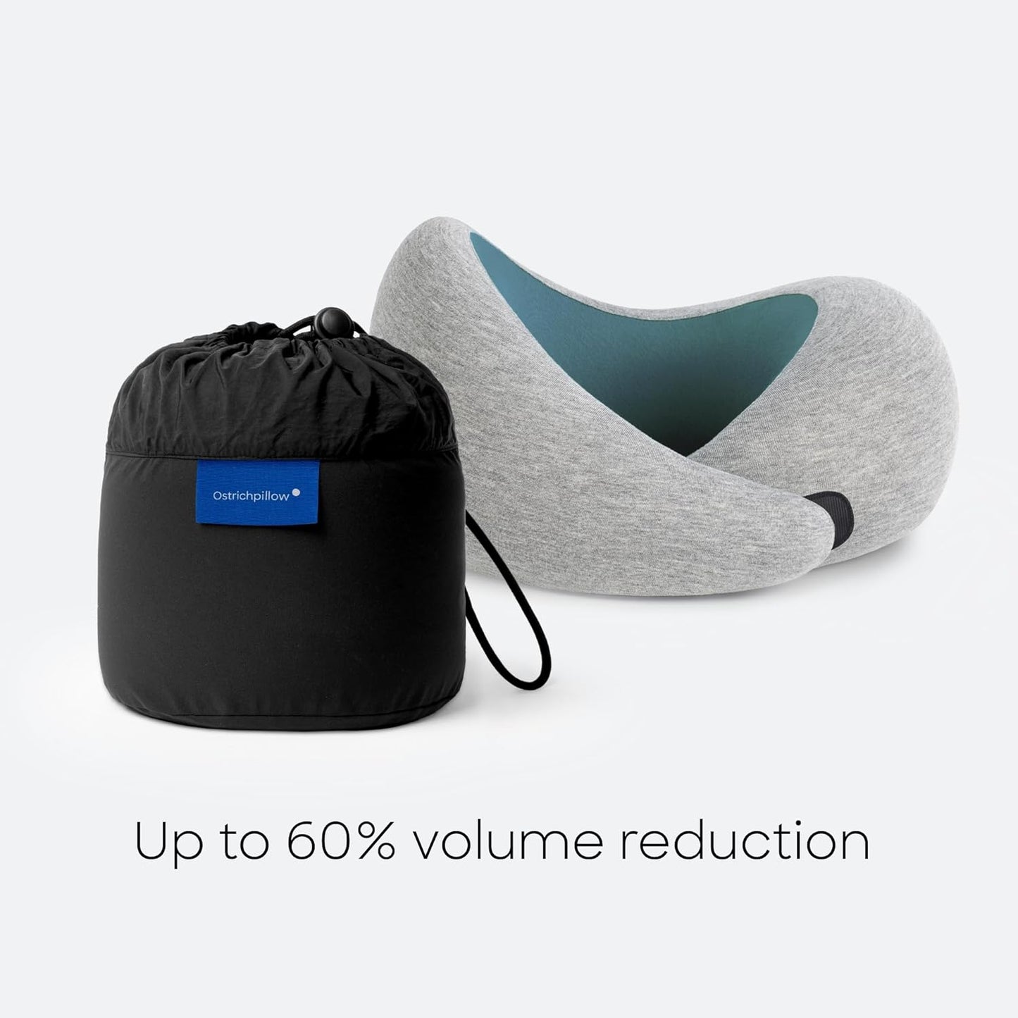 Ostrichpillow Go Neck Pillow, Travel Pillows for Airplanes, Premium Memory Foam Travel Pillow, 360º Ergonomic Design, Asymmetrical Sides, Travel Bag Included, Washable Modal Cover