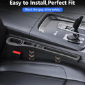 Car Seat Gap Filler, 2 Pack PU Leather Fill The Gap Between Seat and Center Console, Seat Crevice Blocker Stop Things from Dropping, Universal Vehicle Interior Accessories Black
