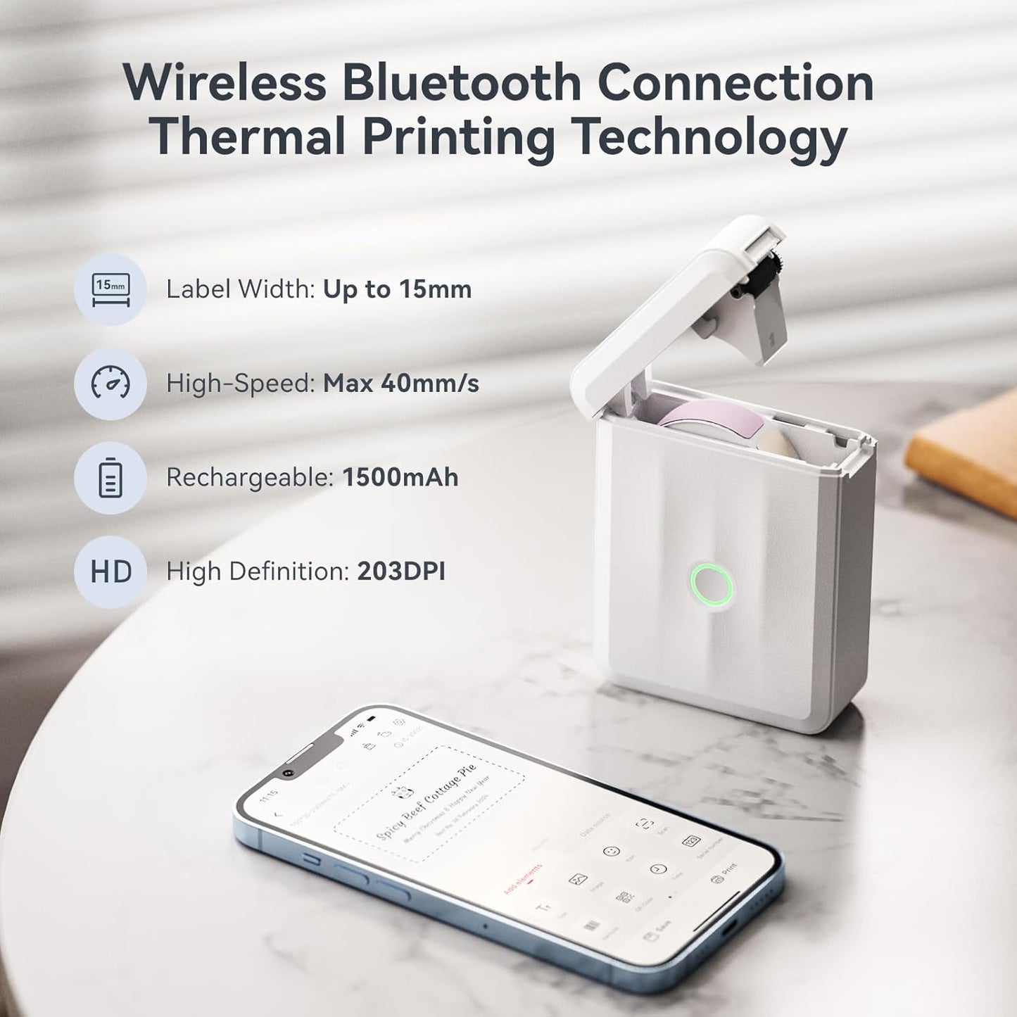 NIIMBOT D110 Mini Label Maker Machine with Tape(Pre-Cut Size 12x40mm), Portable Bluetooth Sticker Printer, Inkless Automatic Feeding One-Touch Custom Printing, Compatible with Phone Only