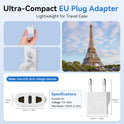 Unidapt 4-Pack European Travel Plug Adapter, Unidapt Canada US to Europe Adapter Type C Outlet Converter America CA USA Italy Spain Germany France EU, Power Plug, White