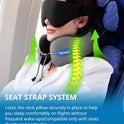 SARISUN Travel Pillow, Neck Pillow for Airplane with Strap, Combo with 3D Eye Mask for Sleep, Dual-Density Supportive Foam Neck Pillow Travel for Airplane Flights, Car Trip Travel Essentials Black