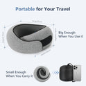 Adjustable Travel Neck Pillow with Hood - Memory Foam Support for Deep Sleep & Neck Pain Relief on Long Flights & Road Trips, Light-Block & Foldable Design for Ultimate Comfort, Grey