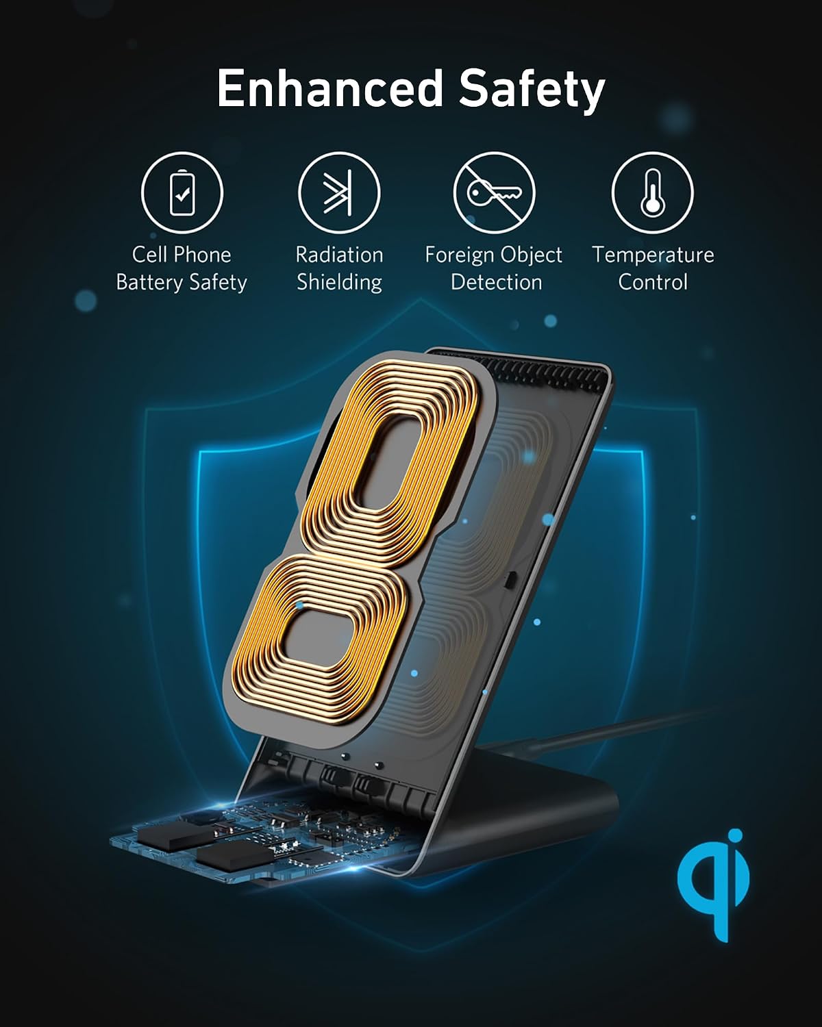 Anker 313 Wireless Charging Stand, Qi-Certified for iPhone 17/16/15/14/13, 10W Fast Charging for Galaxy S23/S22/S21 (No AC Adapter)