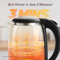 COSORI Plastic-Free Electric Kettle, Odorless Boiling 1.7L Borosilicate Glass, 1500W Cordless, Auto Shut Off - For Coffee, Tea & Hot Water, Black