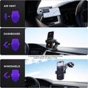 Mosurr Phone Holder Car Mount: Dual Installation (Suction & Vent Clip), 360° Rotation & Telescopic Arm for Stable GPS Navigation, Hands-Free Calls, Driving Safety, Gifts fits for All Phones 4.7-7 Inch