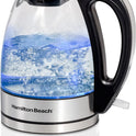 Hamilton Beach Glass Electric Kettle, 1 L, 1500W Fast Boiling Water Boiler, Cordless, Soft Blue LED Light, Auto Shutoff & Boil-Dry Protection, BPA-Free, Compact Size (40930JC)