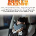 Hooded Pro Travel Pillow - Memory Foam Neck Support Pillow with Hood for Airplane, Flight - 100% Cotton Fabric, Maximum Privacy & Light-Block Design, Lightweight Full Travel Kit - Light Grey