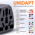 Unidapt US Canada Travel Plug Adapter EU/UK/AU/in/CN/JP/Asia/Italy/Brazil to USA Type B, Unidapt Grounded USA Canada Wall Plug, EU to US Travel Adaptor and Converter, Power Outlet Wall Charger (1)
