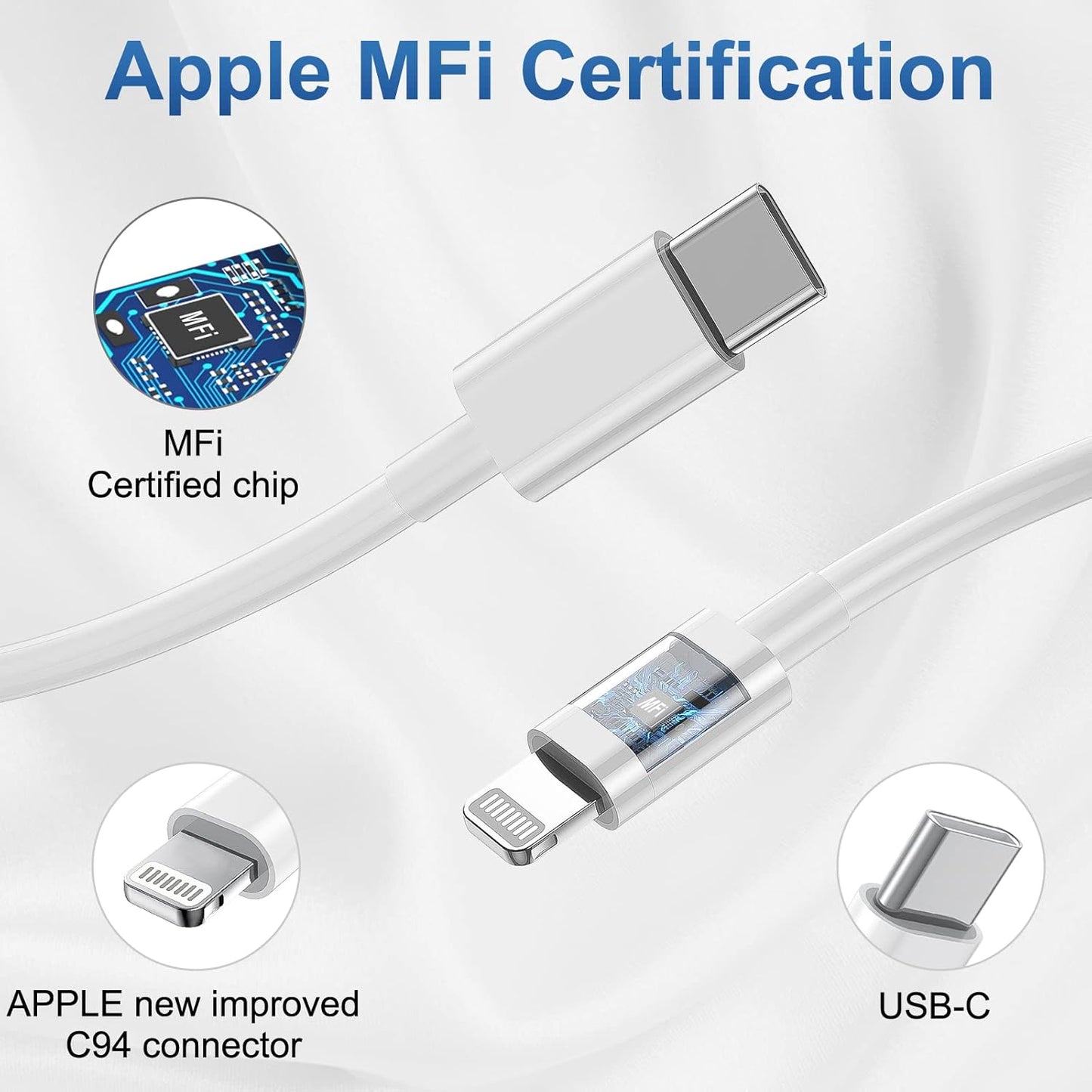 iPhone Charger Apple Charger, [Apple MFi Certified]2 Pack Apple Type C Wall Charger Block with 2 Pack [6FT&10FT] Long USB C to Lightning Cable for iPhone 14/13/12/12 Pro Max/11/Xs Max/XR/X,AirPods Pro
