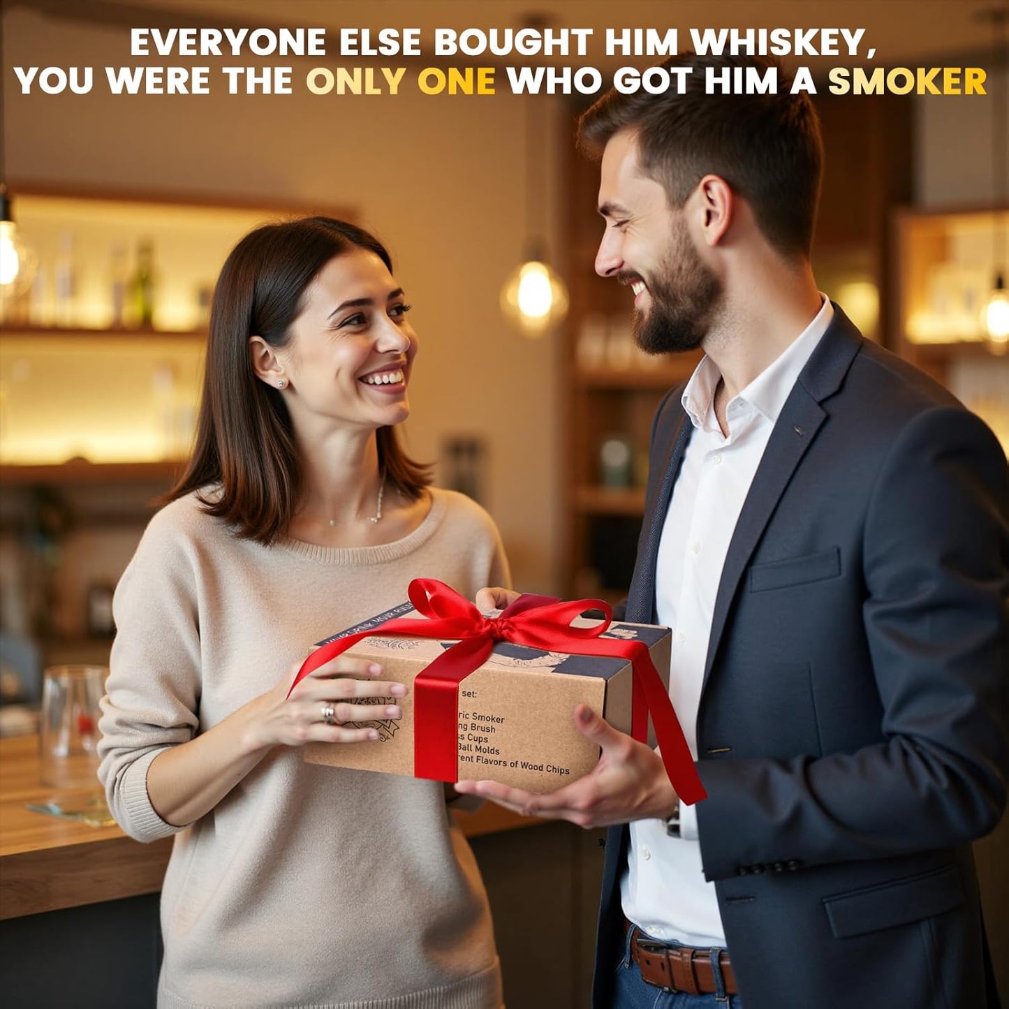 Electric Whiskey Cocktail Smoker Kit with 2 Glasses, 6 Flavors Wood Chips, 2 Ice Ball Molds, Bourbon Old Fashioned Drink Smoker Set, Gifts for Men Dad Husband Father, Built-in Lighter, No Need Butane