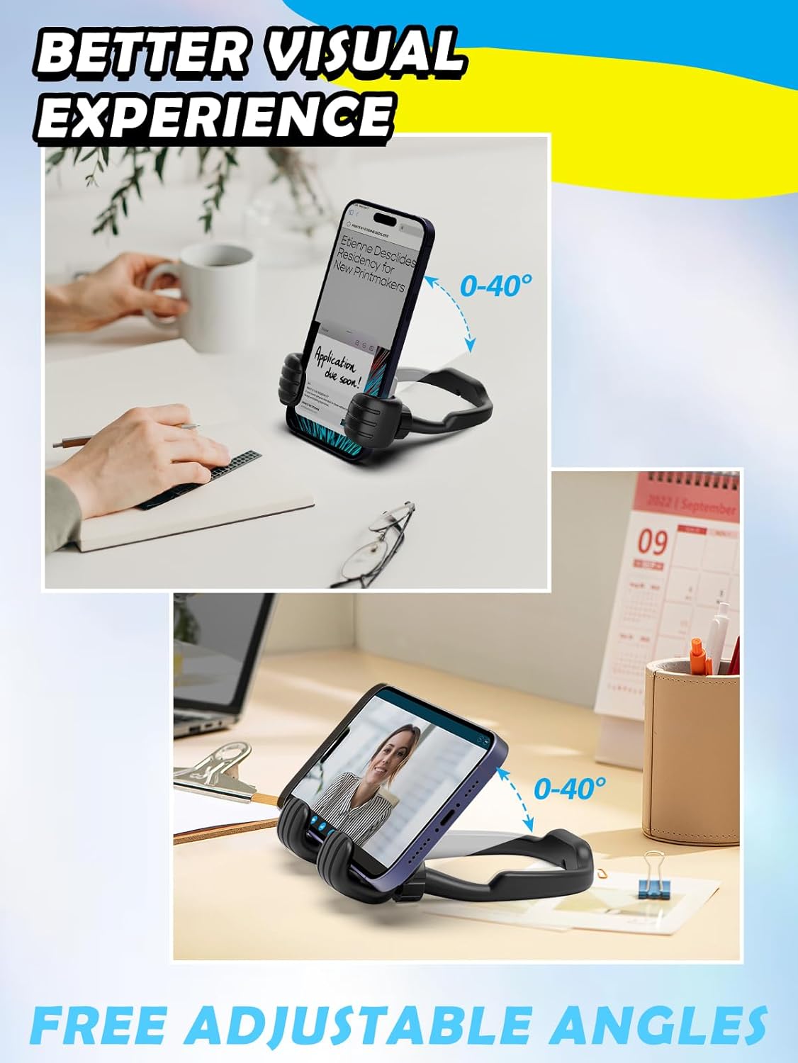 Easter Gifts for Kids Teens Girls Boys Him Men Ideas: Thumbs Up Lazy Phone Stand Cell Phone Holder Gifts for Boys Teenage Daughter Women Wife Adults Funny Easter Basket Stuffers-1 Pack Black