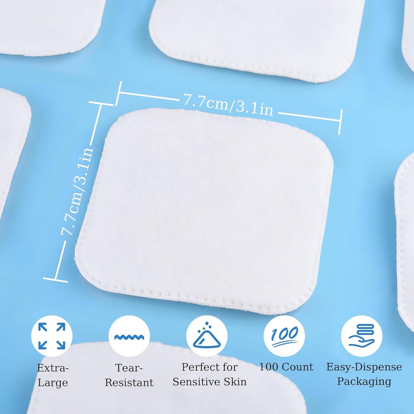 SHINO Premium Natural Square Cotton Pads,300 Ps XL Biodegradable Pads, Makeup Remover Pads for Sensitive Skin - Beauty, Personal Care, Baby Care & Daily Cosmetics (Pack of 3）