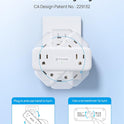 TROND 360° Rotating Plug Surge Protector Outlet Extender, 6 Multi Flat Charging Plug Splitters with 2 PD 20W USB C Ports, 3 Side Electrical Wall Adapter for Home Office Dorm Bathroom Travel Essentials