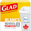 Glad White Garbage Bags - X-Small 15 Litres - Febreze Fresh Clean Scent, 52 Trash Bags, Made in Canada of Global Components