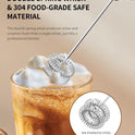 CIRCLE JOY Electric Milk Frother Handheld, Rechargeable Coffee Frother with Dual Spring Whisk, Portable Hand Frother Wand Drink Mixer for Coffee, Hot Chocolate, Cappuccino, Frappe, Matcha, Black