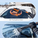 AstroAI 47.2" Extendable Snow Brush for Car Ice Scraper Windshield and Foam Grip with 360° Pivoting Brush Head for Car Auto Truck SUV (Orange)
