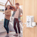 3-Sided Power Bars with Surge Protector, POWRUI 6-Outlet Extender with 3 USB Ports (1 USB C) and Night Light, Multi Plug Outlet and Spaced Outlets Adapter, ETL, White