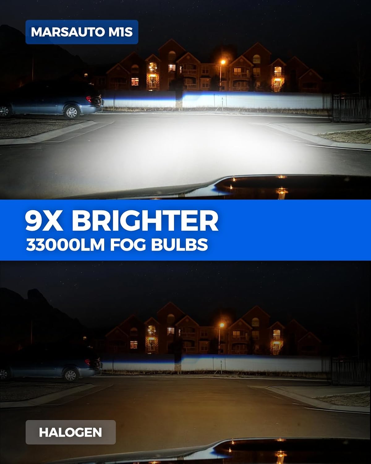 Marsauto H11 H9 H8 LED Headlight Bulbs, 900% Super Bright, Real 1:1 Design LED Bulbs, 6000K Cool White Halogen Replacement, 3 Mins Plug and Play, IP68, Pack of 2