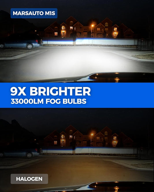 Marsauto H11 H9 H8 LED Headlight Bulbs, 900% Super Bright, Real 1:1 Design LED Bulbs, 6000K Cool White Halogen Replacement, 3 Mins Plug and Play, IP68, Pack of 2