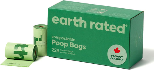Earth Rated Compostable Dog Poop Bags, Ultra Thick and Leak Proof, Unscented, 225 Count