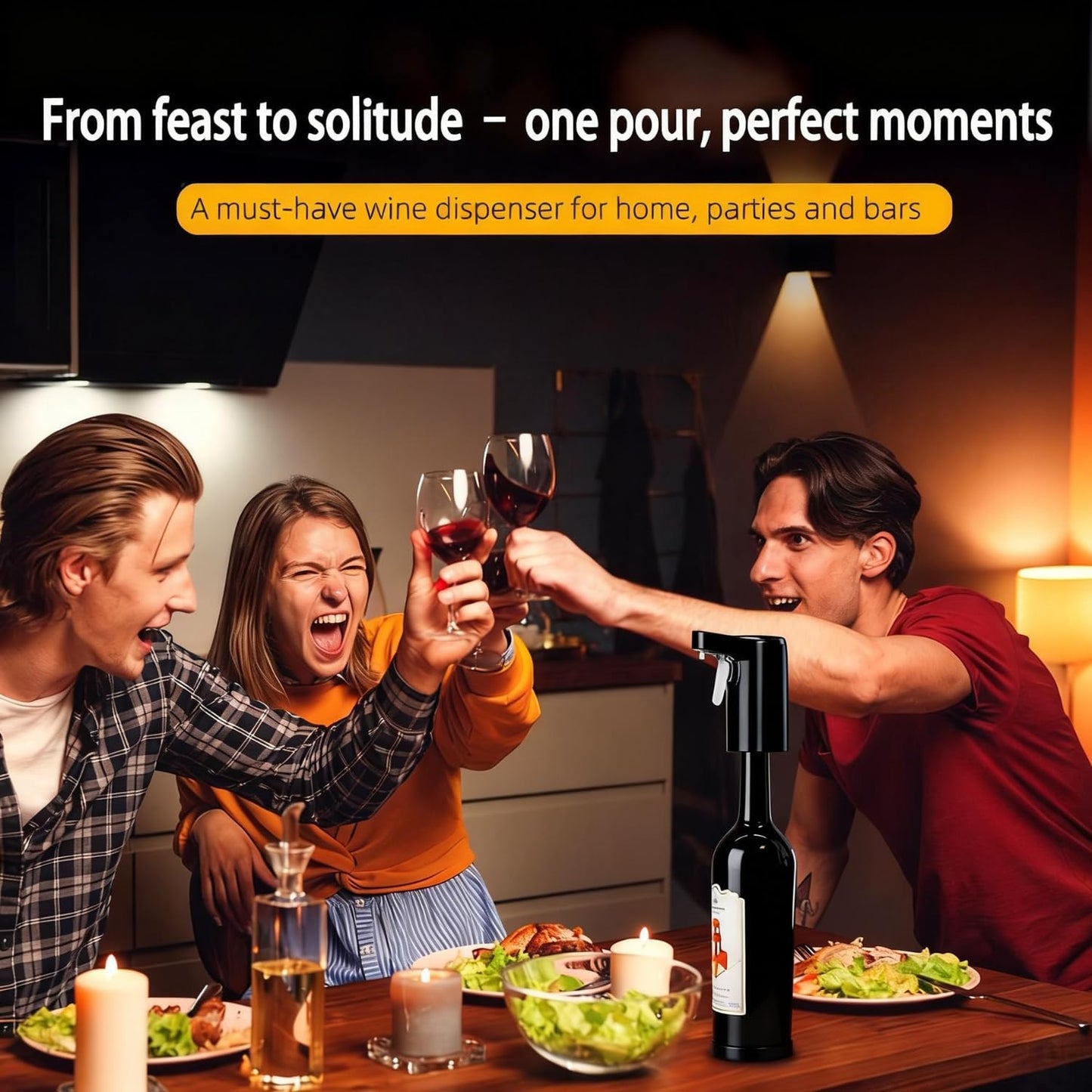 Electric Wine Dispenser & Aerator with Touch Pouring, 5-in-1 Smart Liquor Dispenser for Wine and Whiskey, Adjustable 1-99ml Pour, Rechargeable Battery, Universal Fit