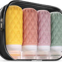 100 ml Silicone Travel Bottles for Toiletries with Labels/Clear Bag, Holiday Travel Essentials Leakproof Refillable Squeeze Travel Size Containers Set for Shampoo and Conditioner