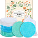 ProCIV Reusable Makeup Remover Pads - 18 Packs Bamboo Cotton Pads Cleansing Cloth Wipe With Laundry Bag, Washable Clean Skin Care Facial Toner Cotton Rounds Cleansing Towel Wipe (3.8 inch) (Multicolor)