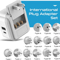 Ceptics International Travel Plug Adapter Set (Type A, B, C, D, E/F, G, H, I, J, K, L, M, N) - 4 in 1 - 2 Canadian Socket - 1 USB & 1 USB-C (3.1A) - Compact & Powerful (PAK-ALL)