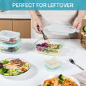 Vtopmart 8 Pack Glass Container Food Storage, Meal Prep Containers, Airtight Lunch Boxes with Leak Proof Locking Lids, for Microwave, Oven, Freezer and Dishwasher, Green