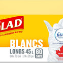 Glad White Garbage Bags - Tall 45 Litres - Febreze Fresh Clean Scent, 60 Trash Bags, Made in Canada of Global Components