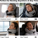 Adjustable Travel Neck Pillow with Hood - Memory Foam Support for Deep Sleep & Neck Pain Relief on Long Flights & Road Trips, Light-Block & Foldable Design for Ultimate Comfort, Grey