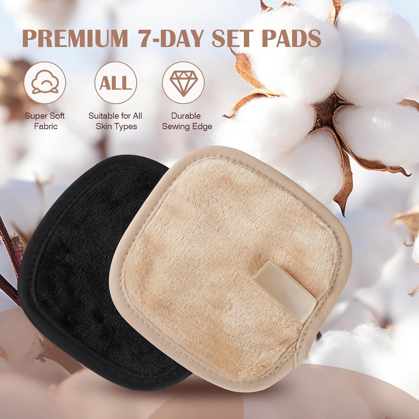 Orighty Makeup Remover Cloths 7-Day Set, Premium & Reusable Makeup Remover Pads, Erase Makeup With Just Water, Makeup Set For Eyes, Lips, Foundation and more, Ideal Choice For Women (Neutrals)