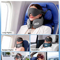 Inspireyes Neck Pillow, Travel Pillow with Seat Strap, 3D Sleep Mask, Dual Support Neck and Head, High Supportive Foam Airplane Pillow for Long Flight Road Trip, Stop Bobblehead Travel Essential, Grey