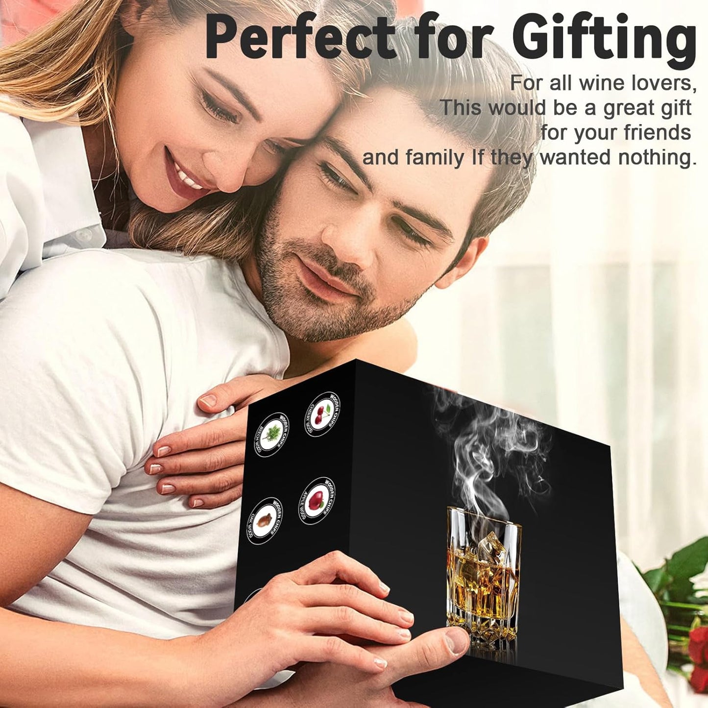Electric Whiskey Smoker Kit with 6 Wood Chips, Electric Cocktail Smoker Kit Built-in Lighter, No Butane Needed, Gifts for Christmas, Gifts for Men, Dad, Husband