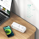 USB Outlet Extender Surge Protector - with Rotating Plug, 6 AC Multi Plug Outlet and 3 USB Ports (1 USB C), 3-Sided Swivel Power Strip with Spaced Outlet Splitter for Home, Office, Travel