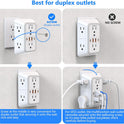 JcBlaon Outlet Extender Surge Protector - 6 Outlet Splitter with 4 USB Ports (2 USB C), Multiple Plug Expander Wall Charger, 3 Sided Multi Plug Wall Adapter Power Strip for Home Office Kitchen Travel