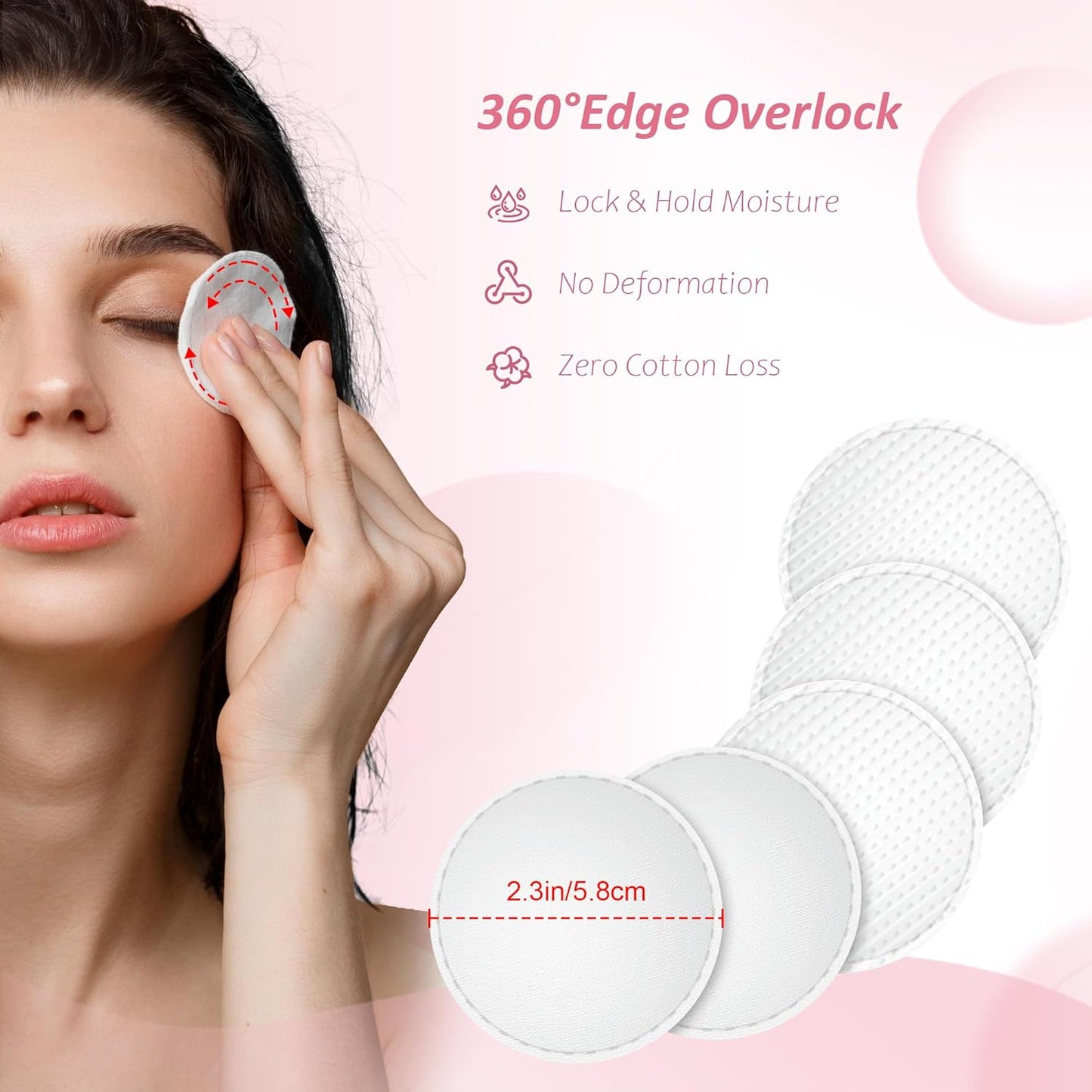 Muvana Cosmetic Cotton Pads, 300 Count - Dual-Side Texture Cotton Rounds, Triple Layers Tear-Resistant Makeup Remover Pad for Sensitive Skin, Beauty, Personal Care, Daily Cosmetics