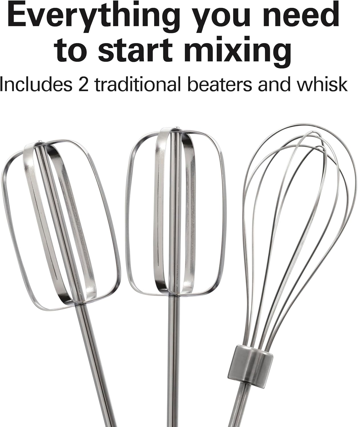 Hamilton Beach 6-Speed Electric Hand Mixer for Baking, 250W, QuickBurst, Snap-On Storage Case, Traditional Beaters & Whisk, White (62682G)