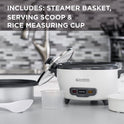 BLACK+DECKER 2-in-1 Rice Cooker & Food Steamer - 6-Cup Capacity, Automatic Keep Warm, Nonstick Bowl, Steaming Basket - Effortless Cooking