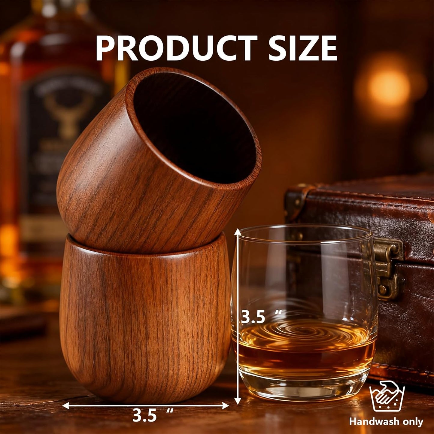 2 Pack Charred Wooden Bourbon Drinking Glass Bourbon Gifts for Men | Oak Old Fashioned Whiskey Tumbler For Dad | Great Whiskey Gifts for Men Who Have Everything | Perfect Presents For Dad or Boyfriend