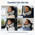 Purroch Neck Pillow Airplane, Travel Pillow with Eye Mask & Earplugs, Memory Foam Pillow with Adjustable Velcro Strap, Pillows for Travel, Plane, Car, Home, Work, Light Grey