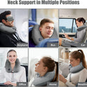 Inflatable Travel Neck Pillow for Airplanes, Super Soft Velvet Neck Support, Adjustable Firmness, Blow Up Plane Pillow for Long Flights, Road Trips, Travel Essentials with Eye Mask, Earplug