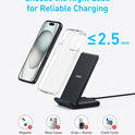 Anker 313 Wireless Charging Stand, Qi-Certified for iPhone 17/16/15/14/13, 10W Fast Charging for Galaxy S23/S22/S21 (No AC Adapter)