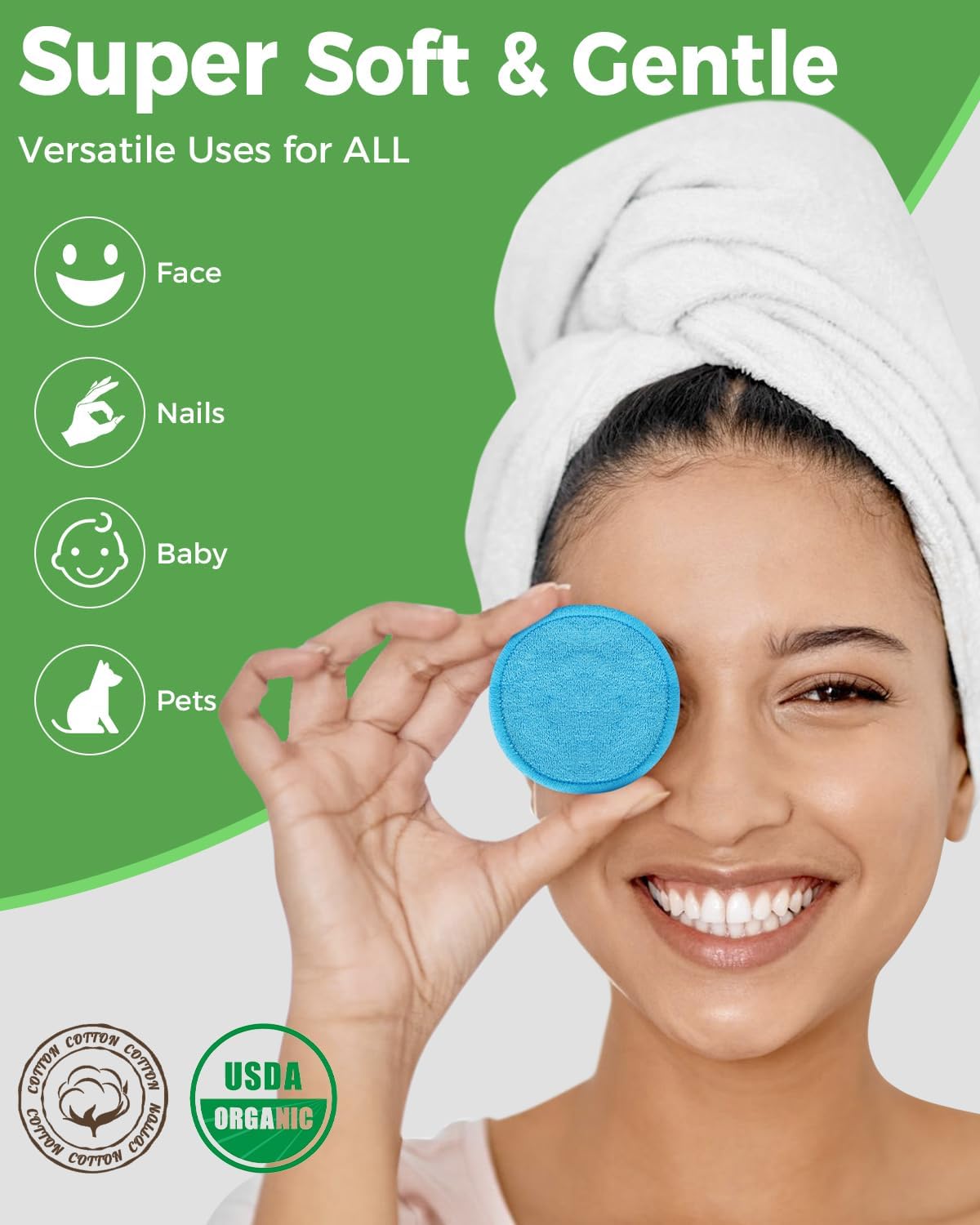ProCIV Reusable Makeup Remover Pads - 18 Packs Bamboo Cotton Pads Cleansing Cloth Wipe With Laundry Bag, Washable Clean Skin Care Facial Toner Cotton Rounds Cleansing Towel Wipe (3.8 inch) (Multicolor)