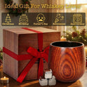 Charred Wooden Whiskey Glass Set of 2 – Durable Bourbon Tumbler for Men, Insulated Old Fashioned Glass – Whiskey Gifts for Husband, Dad, Brother – Birthday, Christmas, Father's Day