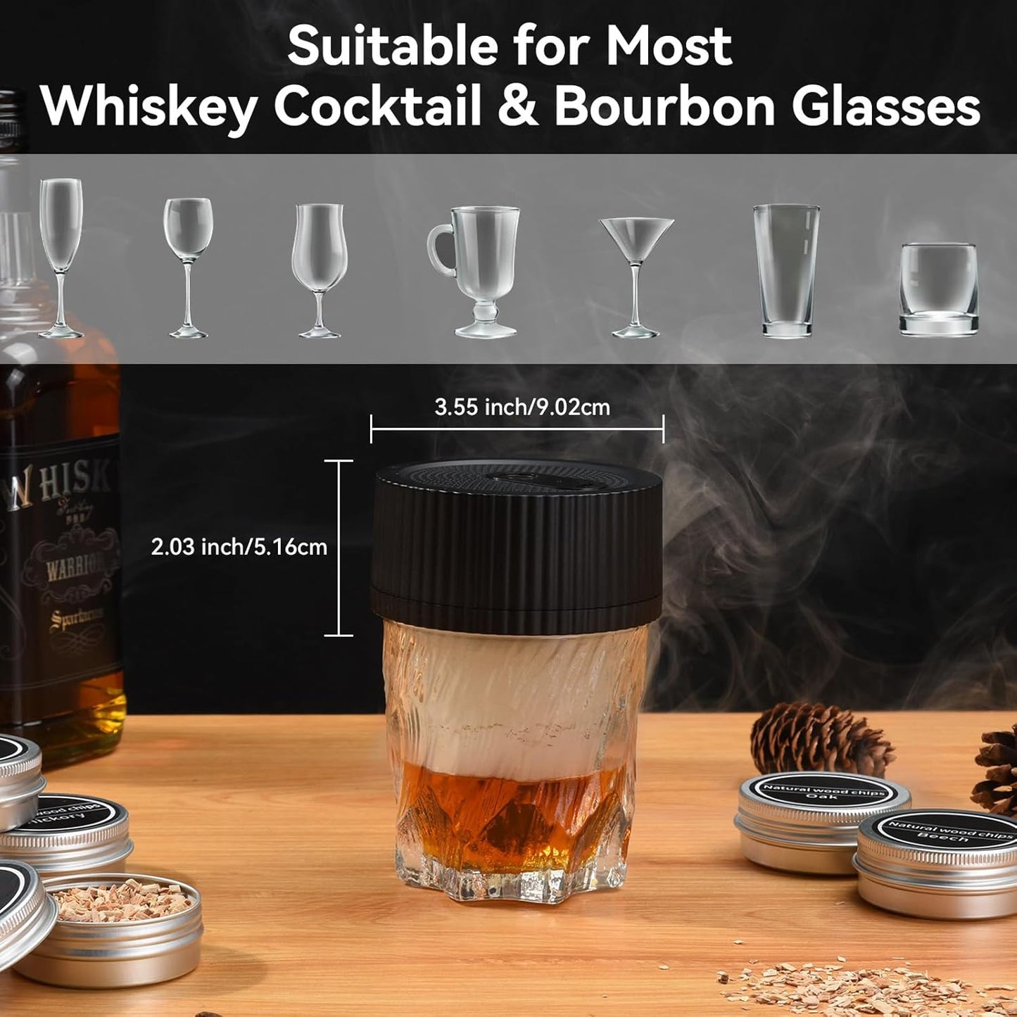 Electric Cocktail Smoker Kit for Bourbon Whiskey, Smoking Smoked Fashion Top Whiskey Making Accessories Infuse Cocktail Wine for Old Fashioned Smoker Kit