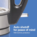 Hamilton Beach Glass Electric Kettle, 1 L, 1500W Fast Boiling Water Boiler, Cordless, Soft Blue LED Light, Auto Shutoff & Boil-Dry Protection, BPA-Free, Compact Size (40930JC)