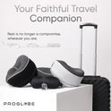 Proglobe Orthopedic Neck Pillow Travel Neck Pillows for Airplanes, Memory Foam Kit, Updated Resting Material, Airplane Travel Set with 3D Contoured Eye Masks, Earplugs, and Luxury Mesh Bag (Grey)